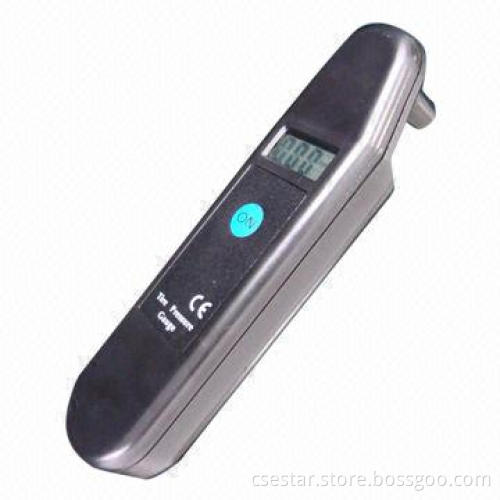 Family using digital tire pressure gauge, used for your car, convenient and practical